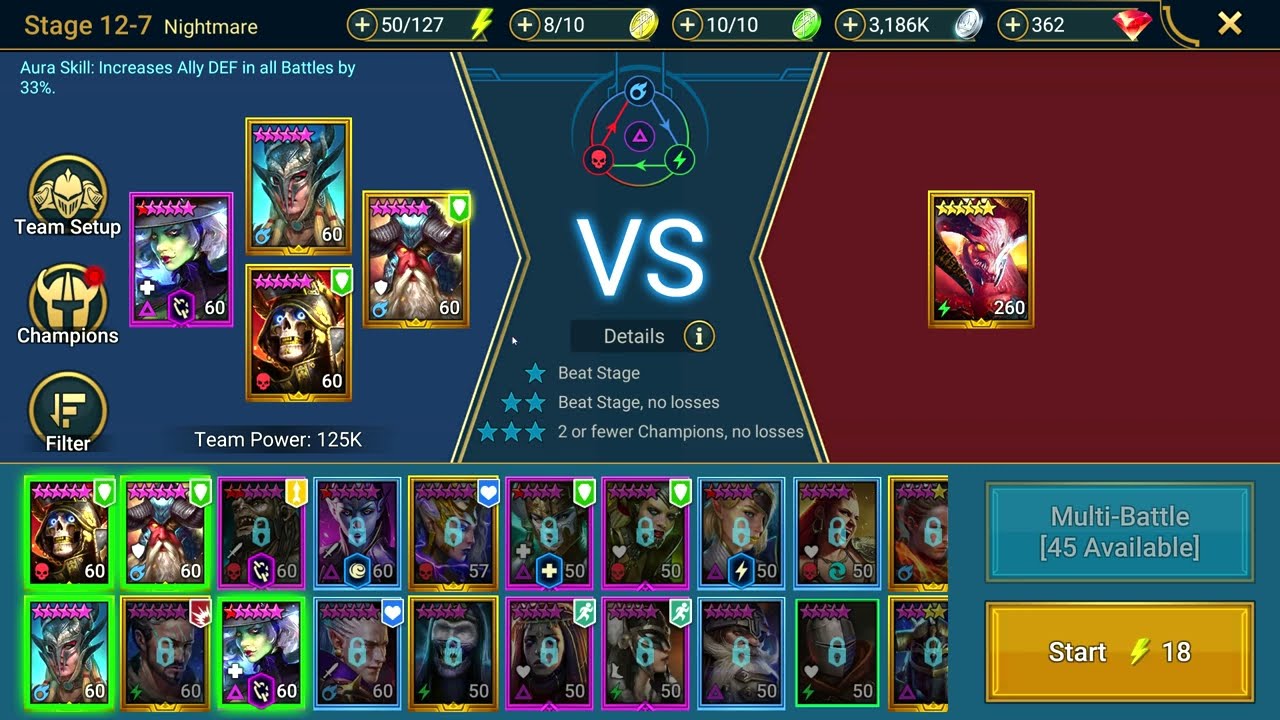 Raid  Shadow Legends 1st Time Clearing Campaign on Nightmare (12-7) Nightmare