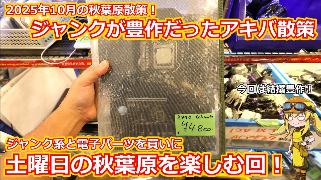【アキバ散策】今回はジャンクが豊作だったアキバ散策！電子パーツとジャンクパーツを買いに久しぶりに土曜日の秋葉原を楽しんだ回！１０のアキバ散策前編動画！【ジャンク】
