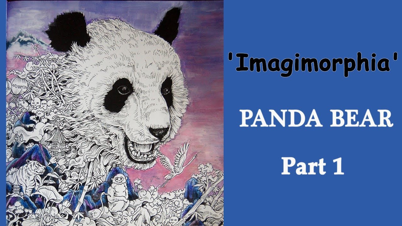 Coloring 'Imagimorphia' Panda bear / Part 1 - background / Gouache paints