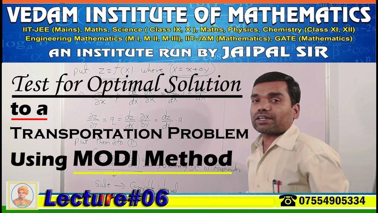 Test for Optimal Solution to a Transportation Problem Using MODI Method
