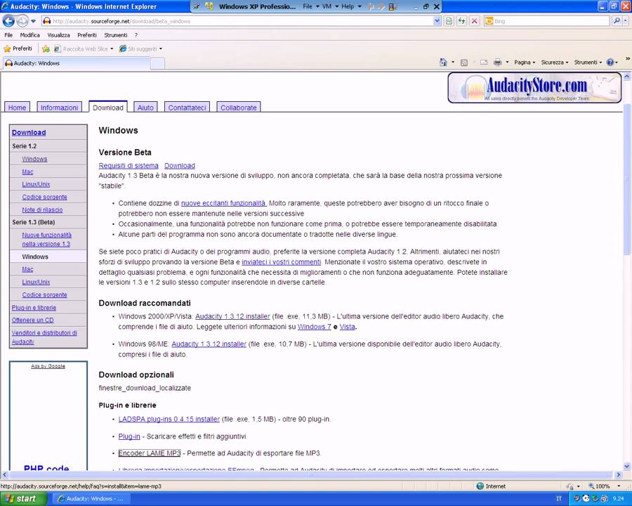 Installazione del programma Audacity