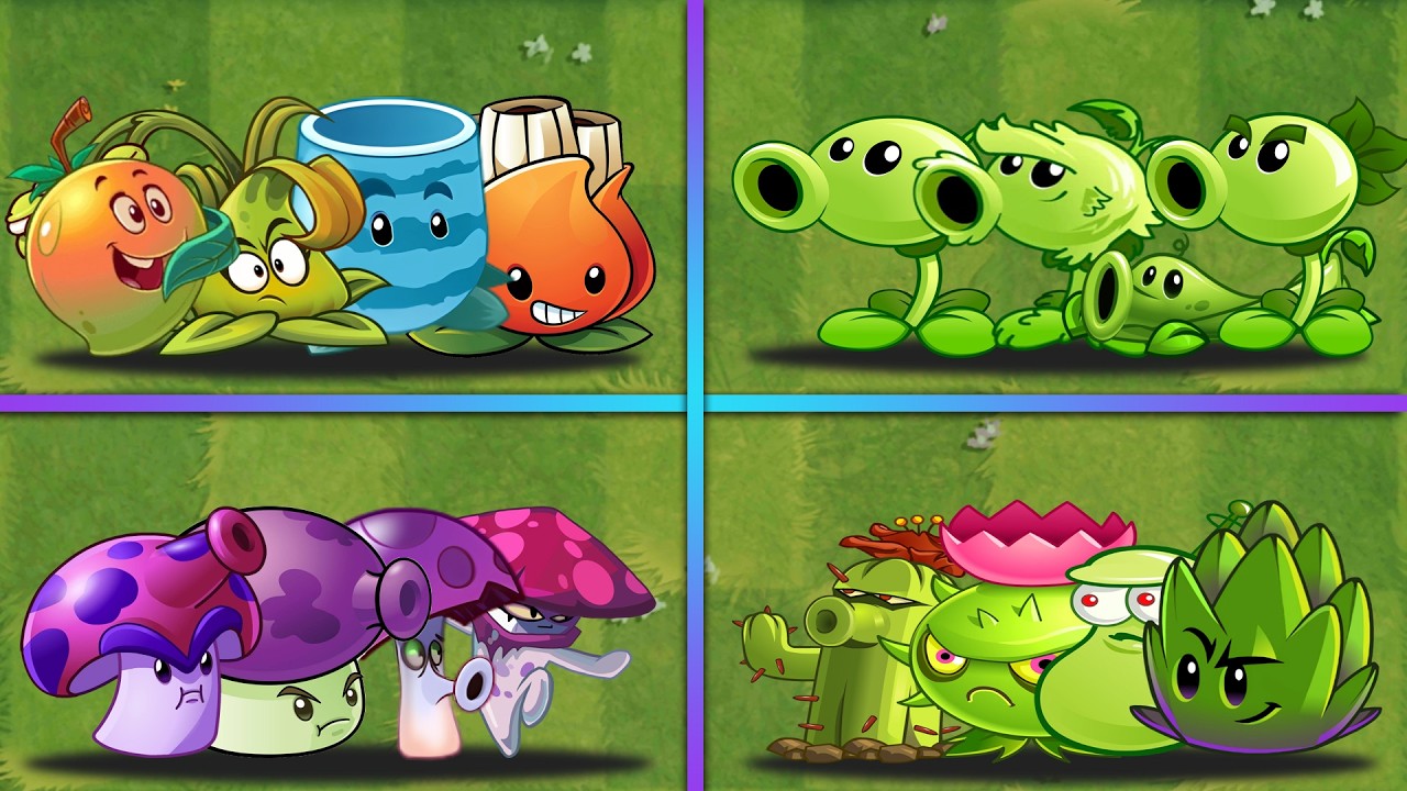4 Team Random Best 4 Plants Battlez - Which Team Will Win? - PvZ 2 Team Plants vs Team Plants