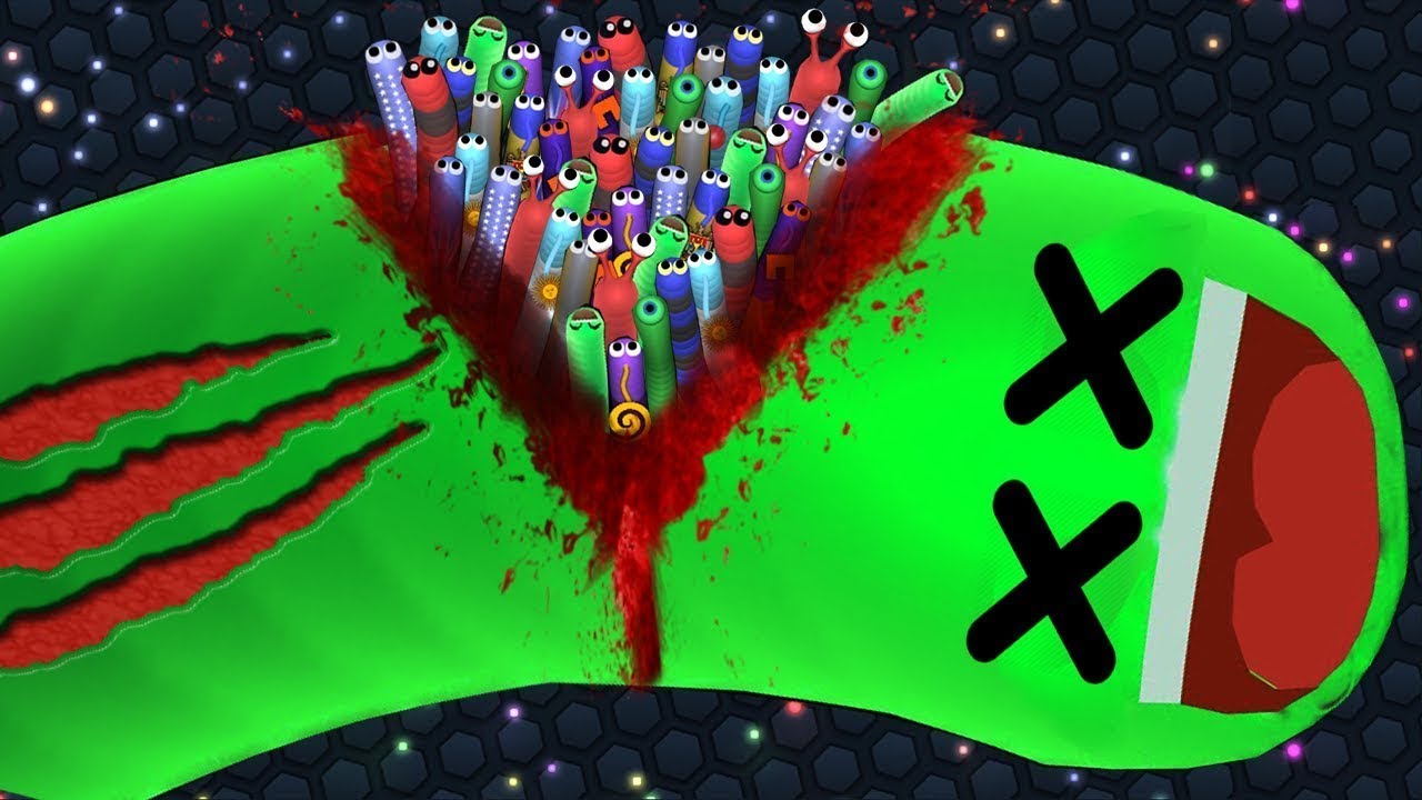 Slither.io 97679 Tiny Snakes Get Out of 1 Troll Hacked Snake! | Epic Slitherio Gameplay