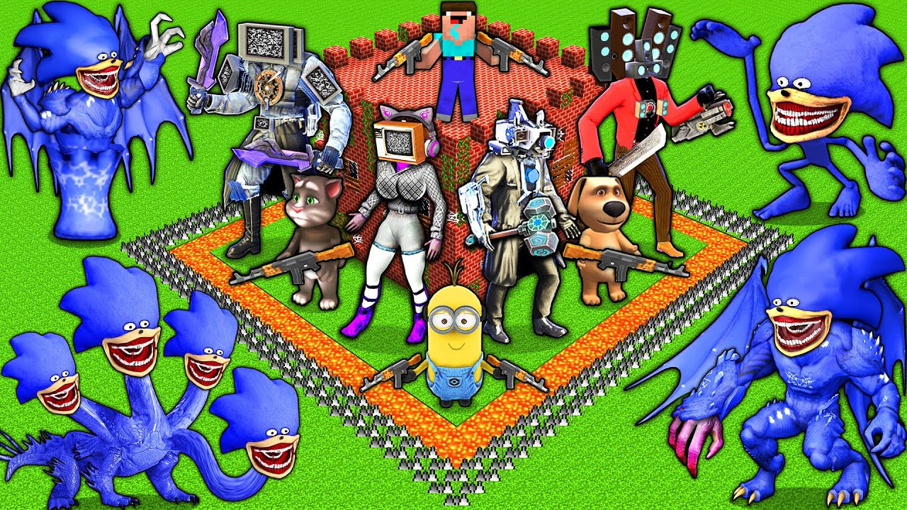 SURVIVAL in BASE of TV WOMAN and TV MAN TITAN vs SHIN SONIC TAPES in MINECRAFT animation