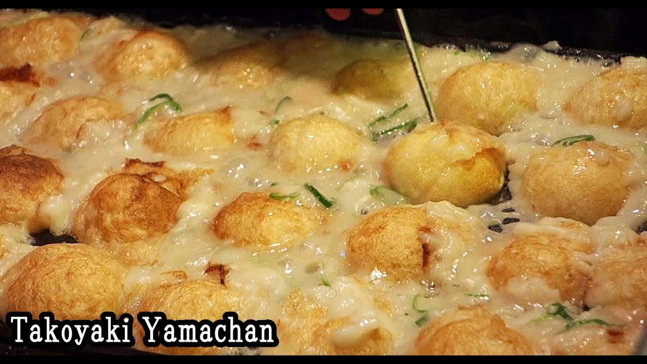 大阪 やまちゃん本店｜カリトロのたこ焼き Japanese Creamy Takoyaki.Yamachan in Osaka.Japanese Street Food 章鱼烧