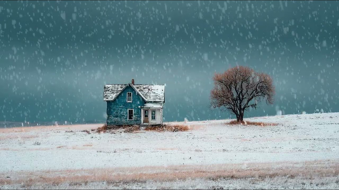 Cold wind moving gently across wide snowy countryside at night | Relaxing ambience for calm mind