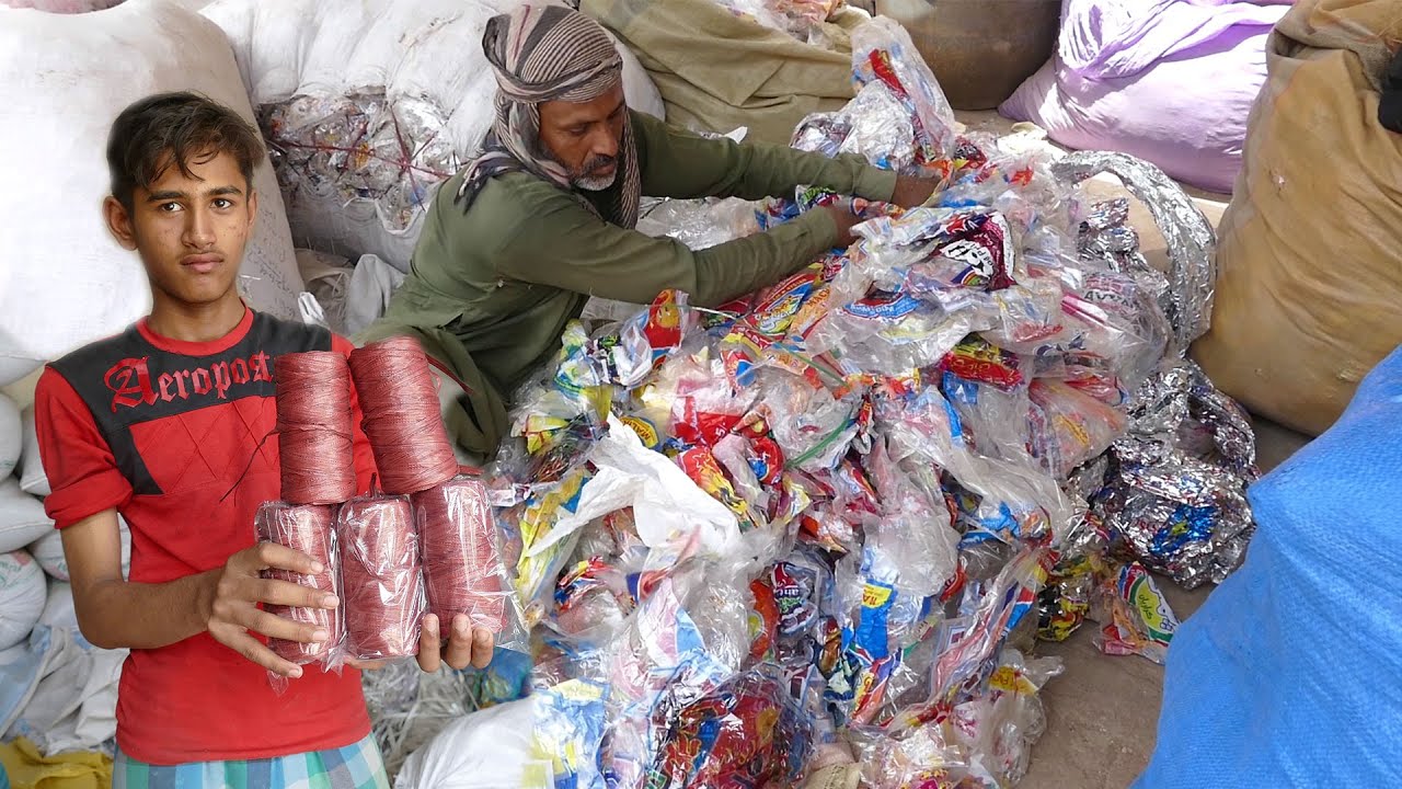 How Old Plastic Material are Recycled to make Plastic Thread with Amazing Skills