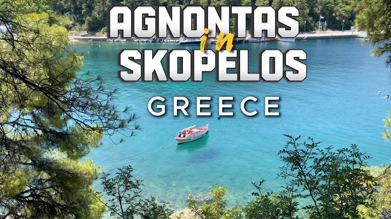 Agnontas Village and Agnontas Beach in Skopelos Island Greece