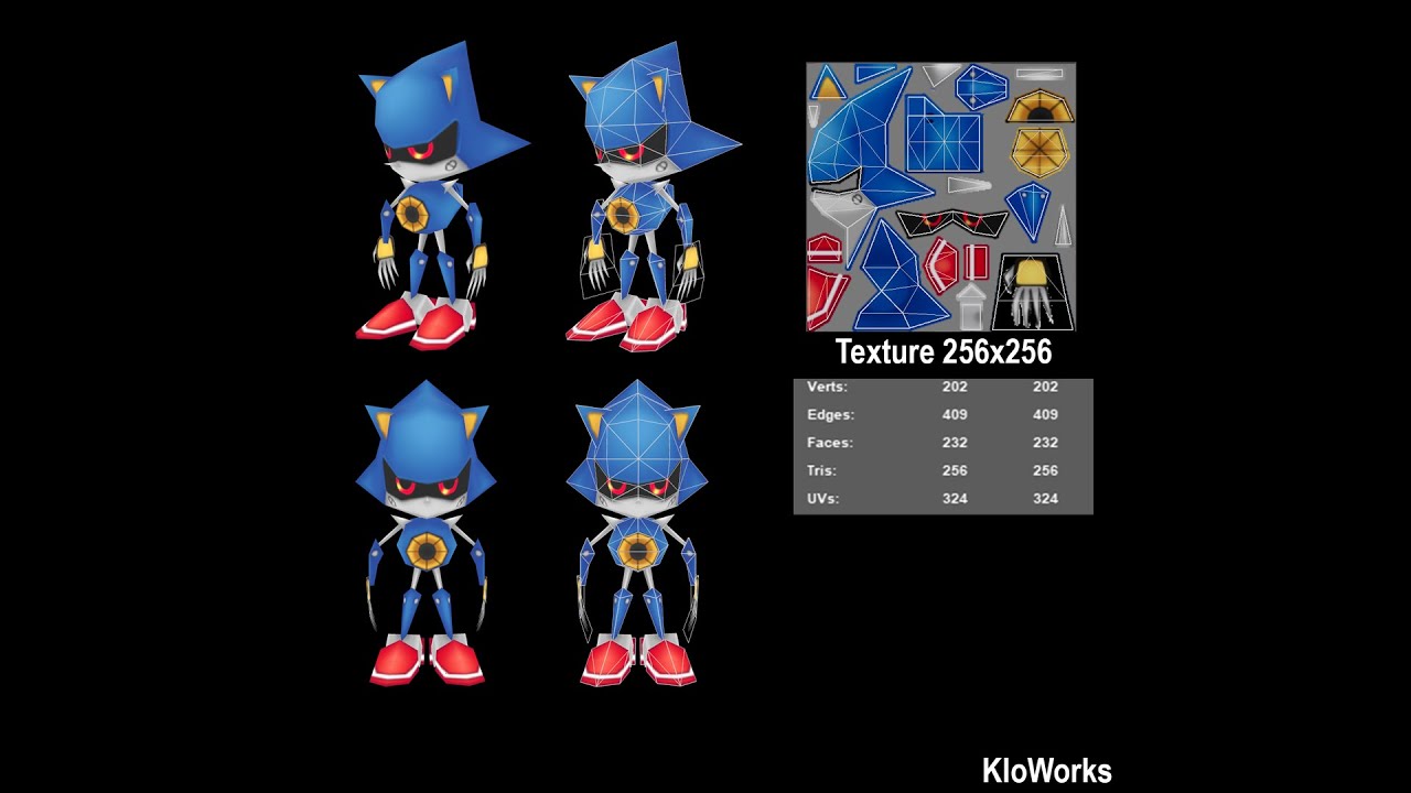 Texturing Metal Sonic Lowpoly 256 Tris (Timelapse ) Part 2