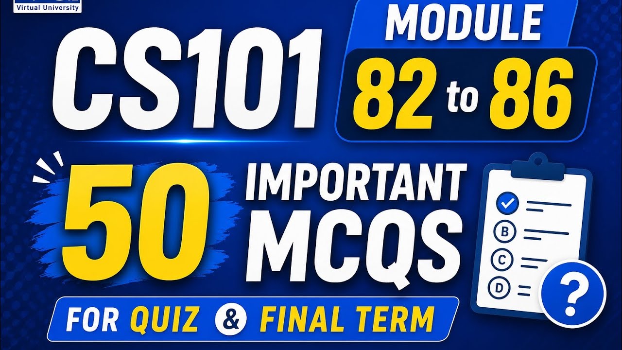 CS101 module 82 to 86 all important mcqs for quiz and final term virtual university 2026