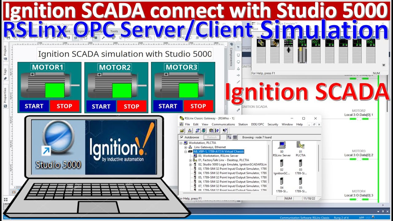 Ignition SCADA connect with Allen Bradley Studio 5000 simulation without using any PLCs hardware EP1