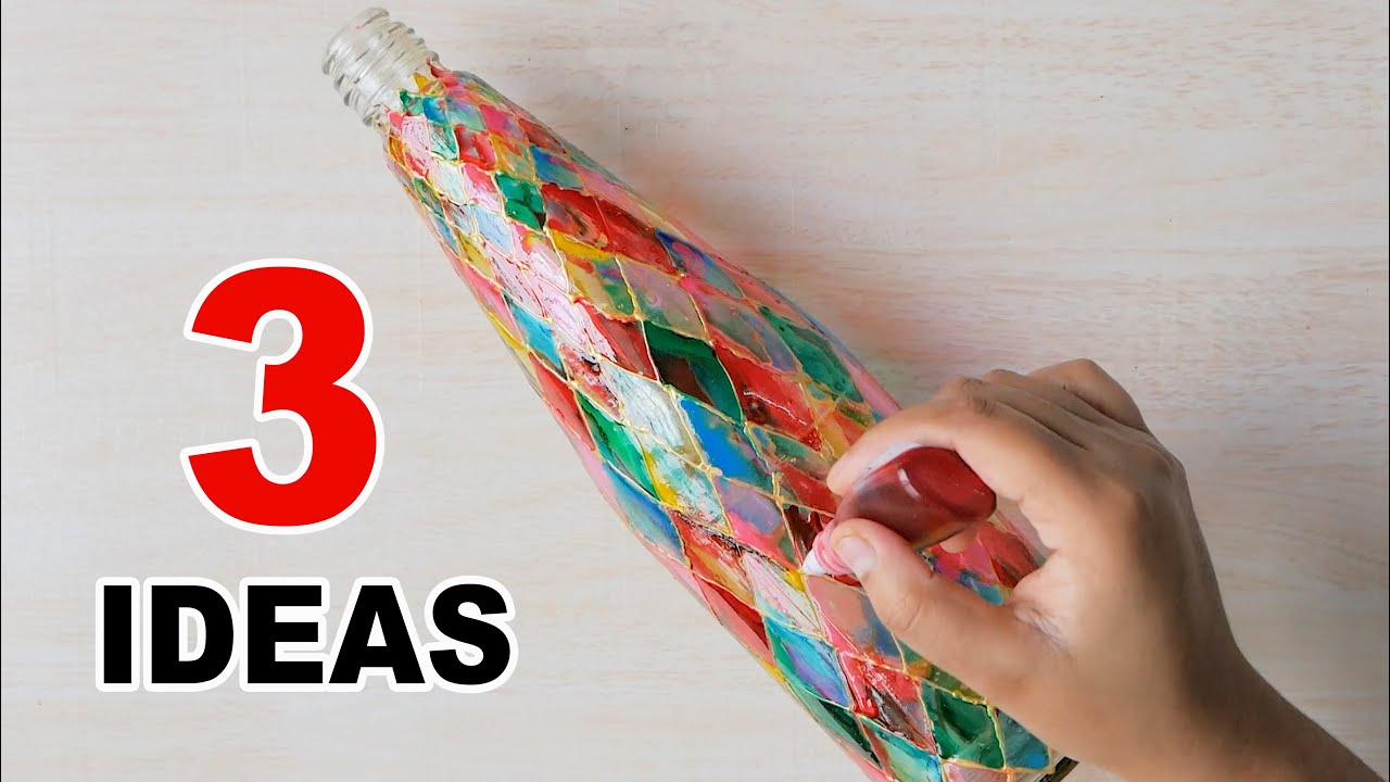 3 Glass Painting Bottle Art Ideas ✅