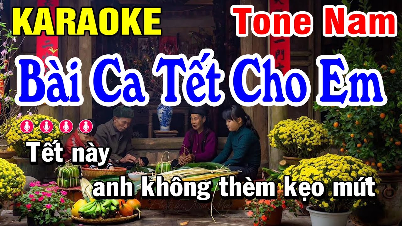 B&agrave;i Ca Tết Cho Em Karaoke Tone Nam Nhạc Sống | Beat Huỳnh L&ecirc;