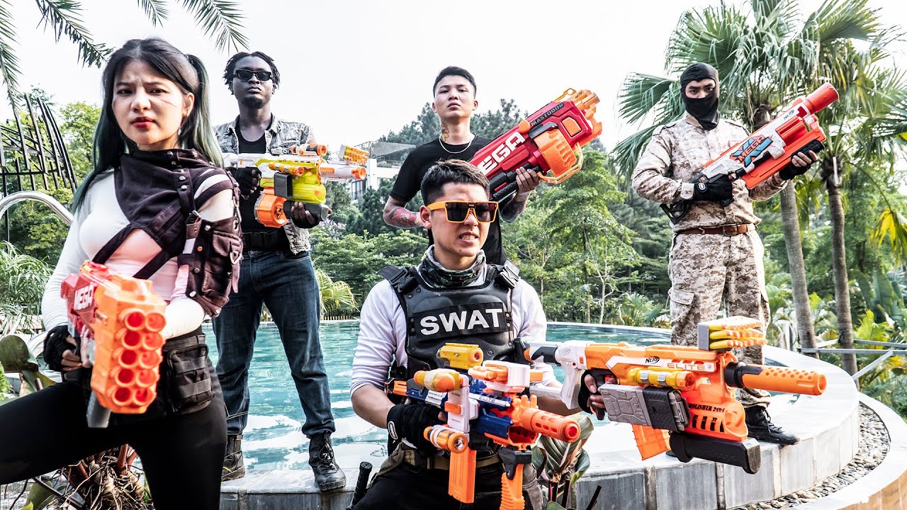 LTT Nerf War: Пара бойцов SEAL X Nerf Guns Fighting Crime Group Dr Lee Avenger 2