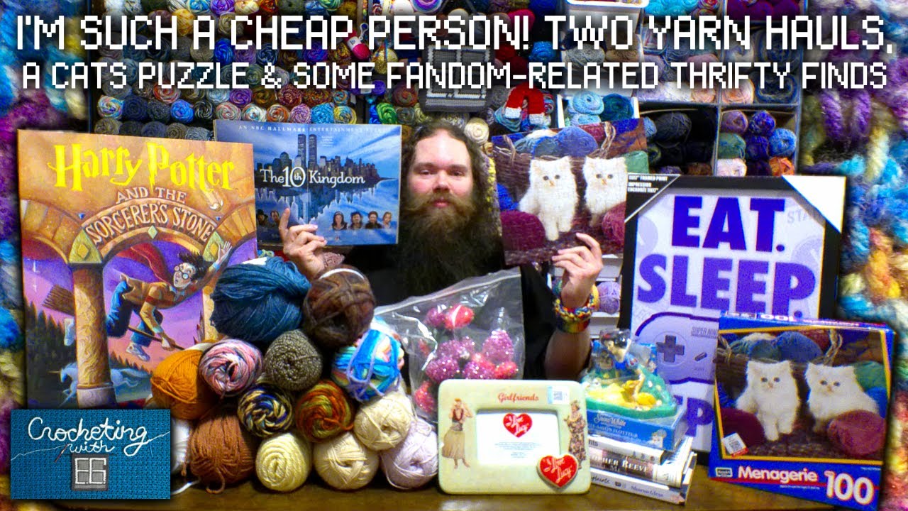 I'm Such A CHEAP Person! Two Yarn Hauls, A Cats Puzzle & Some Fandom-Related Thrifty Finds