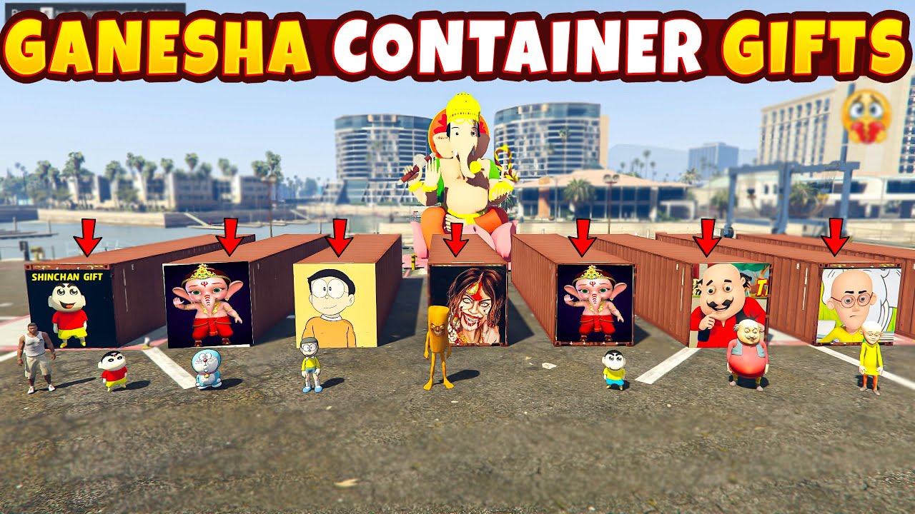 Ganesha Containers Opening Shinchan Doraemon Franklin & Tung Tung Sahur in GTA 5 in Telugu