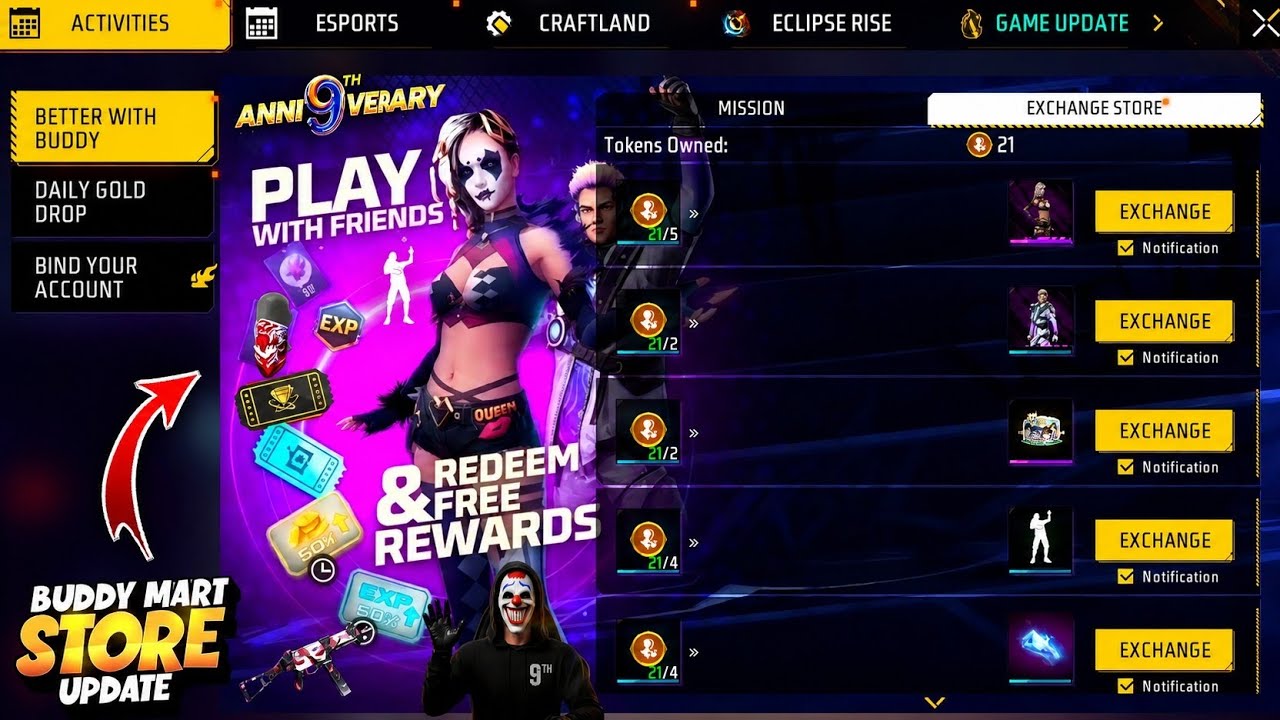 9th Anniversary Buddy Mart Store Update 🤯 Next Buddy Mart Store Free Fire | New Bundles In Buddy