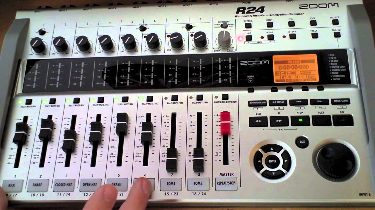 Zoom R24 Часть 3 (B) — Метки треков, повтор, вставка/выход и отскок