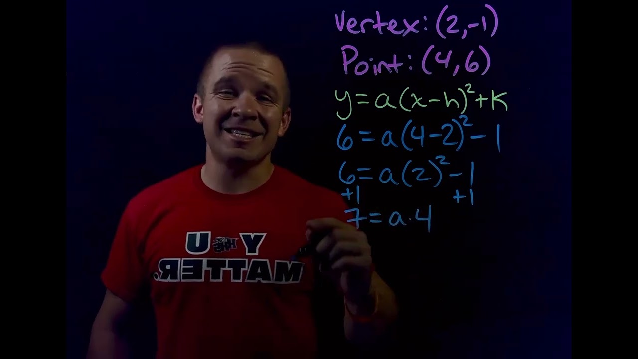 Write a Quadratic Equation in Vertex Form Given Vertex and a Point