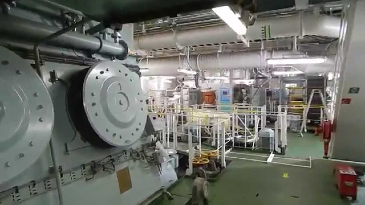 Container ship engine room