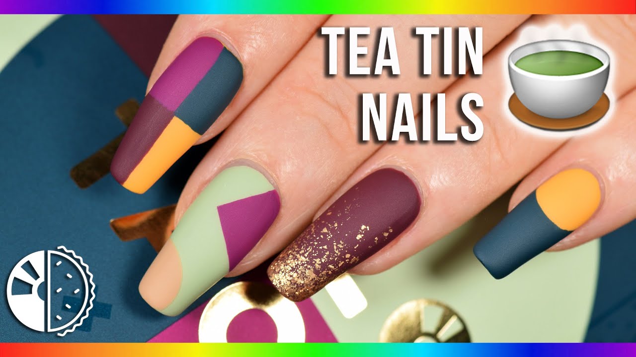 Tea-Inspired Colour-Block Nail Art🍵