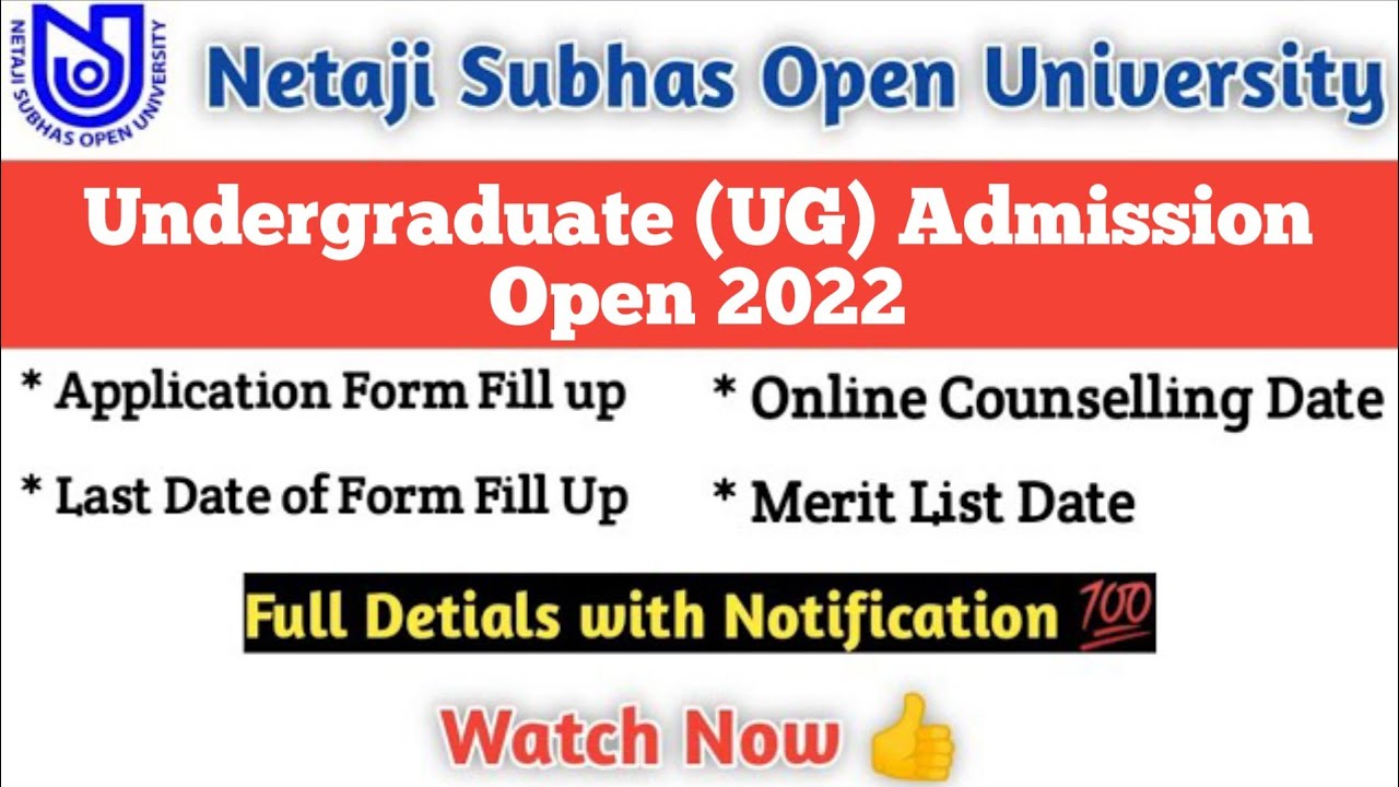 Netaji Subhas Open University UG Admission 2022 || nsou ug admission