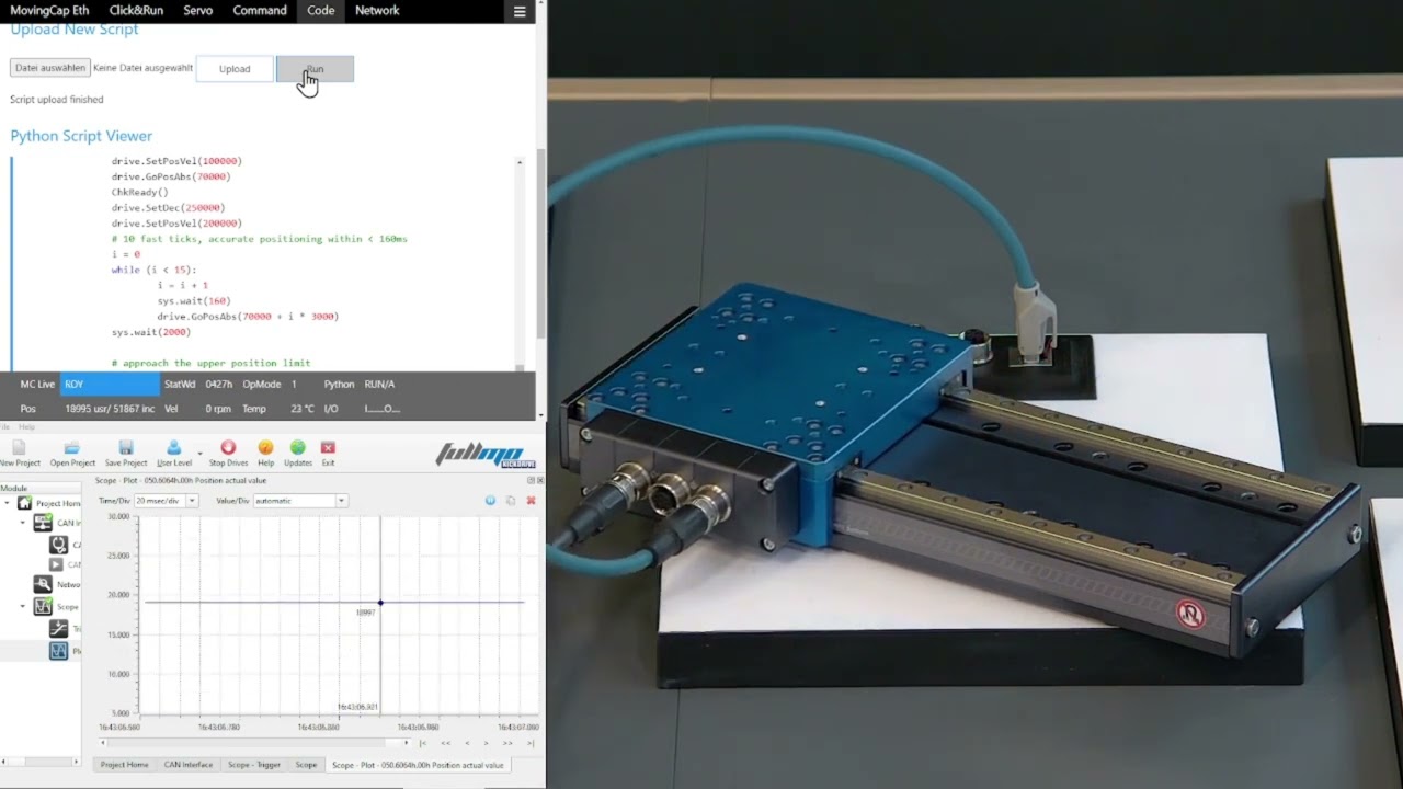 MovingCap flatTRACK - Integrierter Linearmotor mit Steuerung