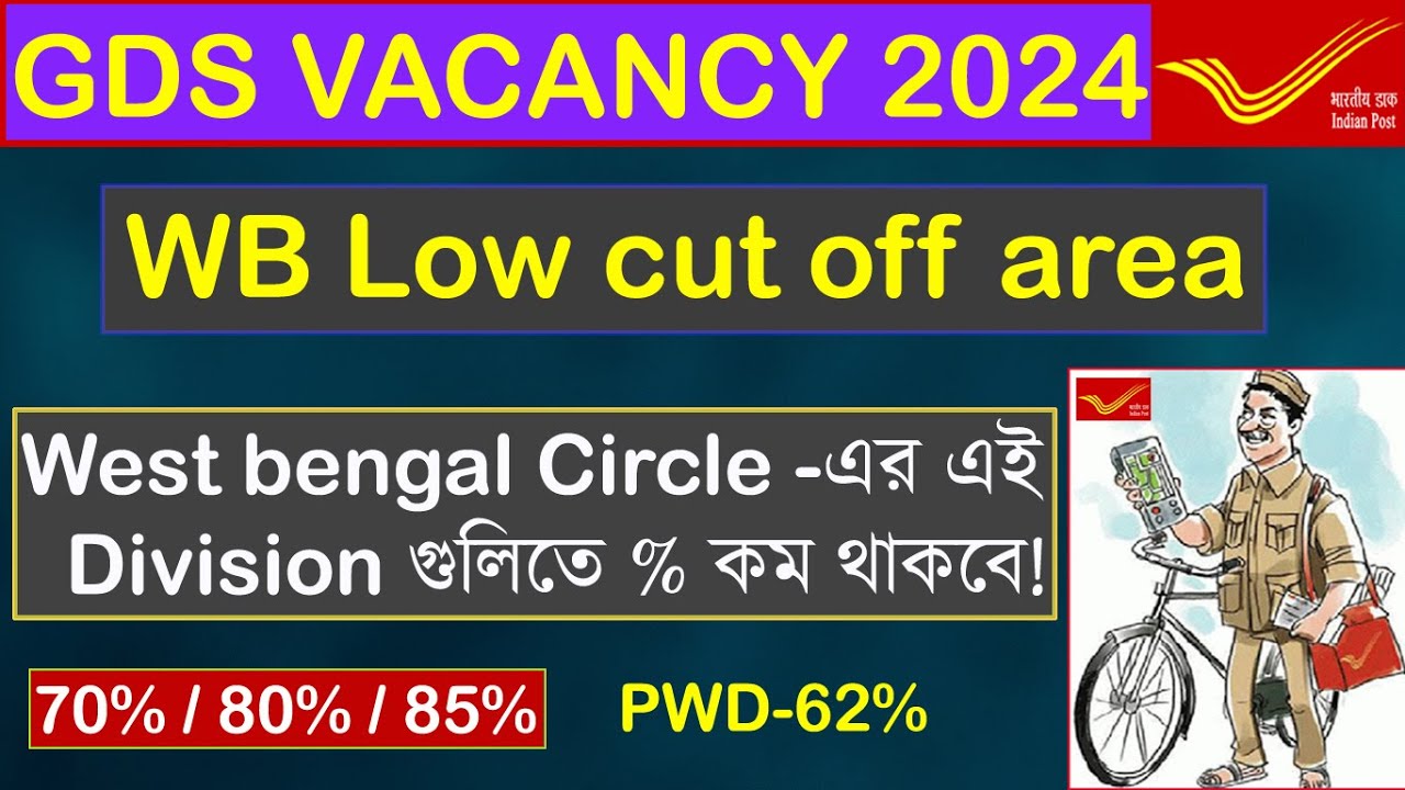 West Bengal GDS Low Cut off division | GDS 2024 low cut off area for Wes Bengal circle