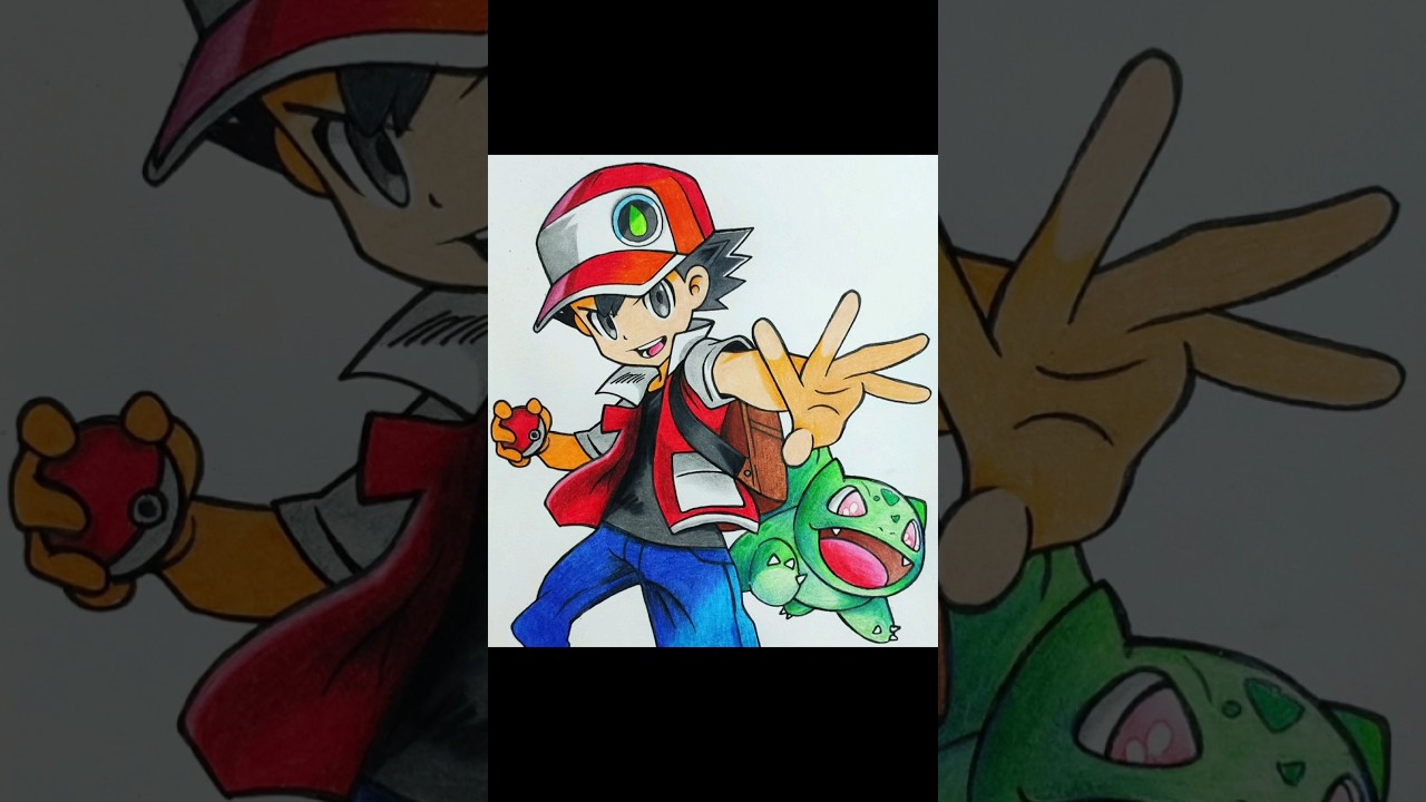 Speed Drawing ⚡ Pokemon Trainer Red &hearts;️ #shorts #pokemon #pokemondrawing #red