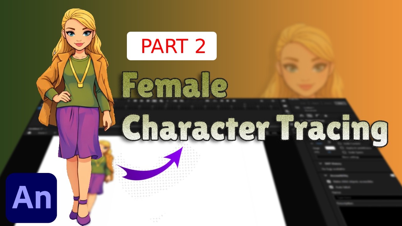 Part -2 || Learn Female Character Tracing Like a Pro  | Adobe Animate (Beginner Friendly)