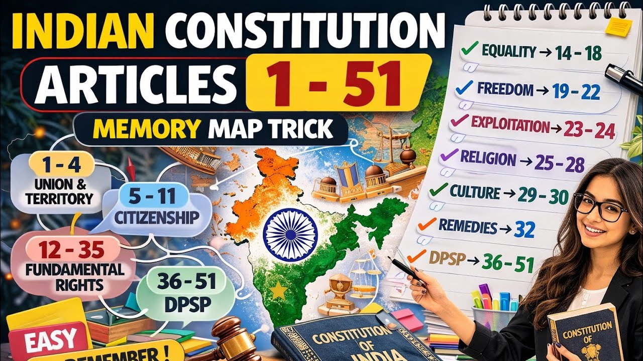 Remember Articles 1–51 in 10 Minutes 🤯 | UPSC Polity Trick | Easy NCERT