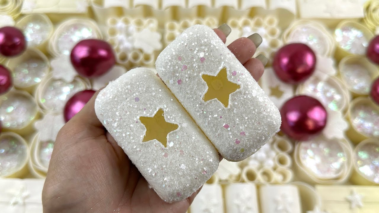 Crushing Soap #75 | ASMR Soap | Clay cracking. Soap boxes with starch and glitter. Soap things.