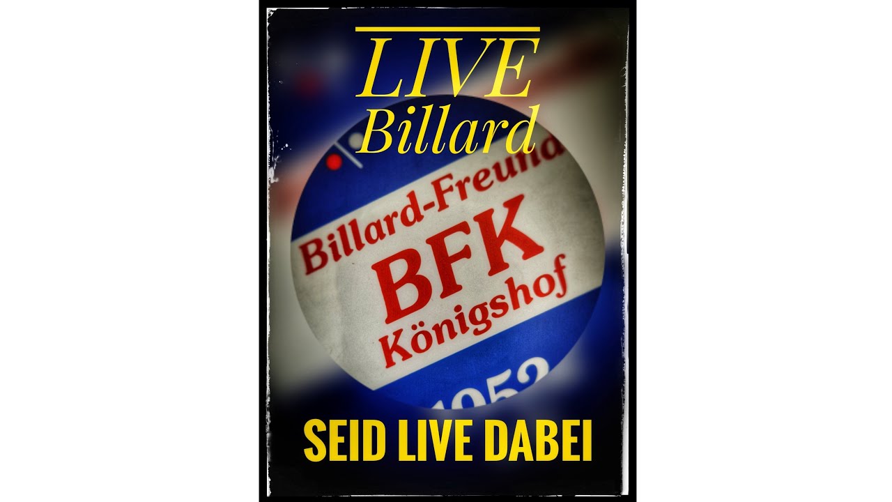 Billard-Freunde-Königshof überträgt einen Livestream. Kreismeisterschaft II.Klasse Einband.