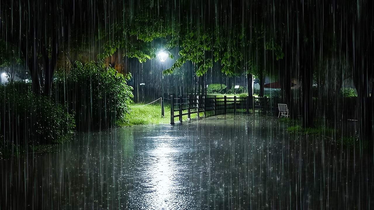 Fall Asleep Right Away with Soft Rain on Quiet Park | Night Rain to Cure Insomnia, Tinnitus