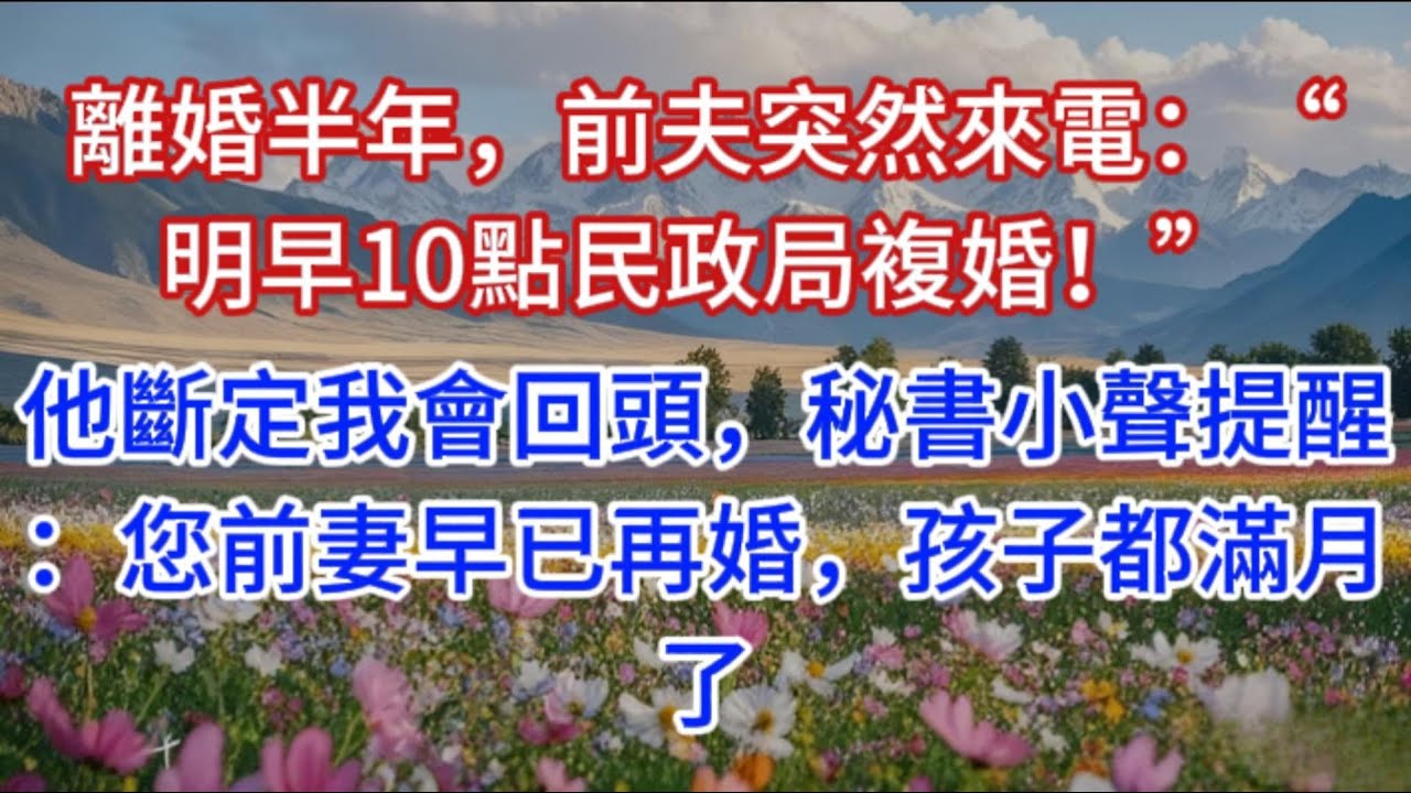 離婚半年，前夫突然來電：“明早10點民政局複婚！”他斷定我會回頭，秘書小聲提醒：您前妻早已再婚，孩子都滿月了