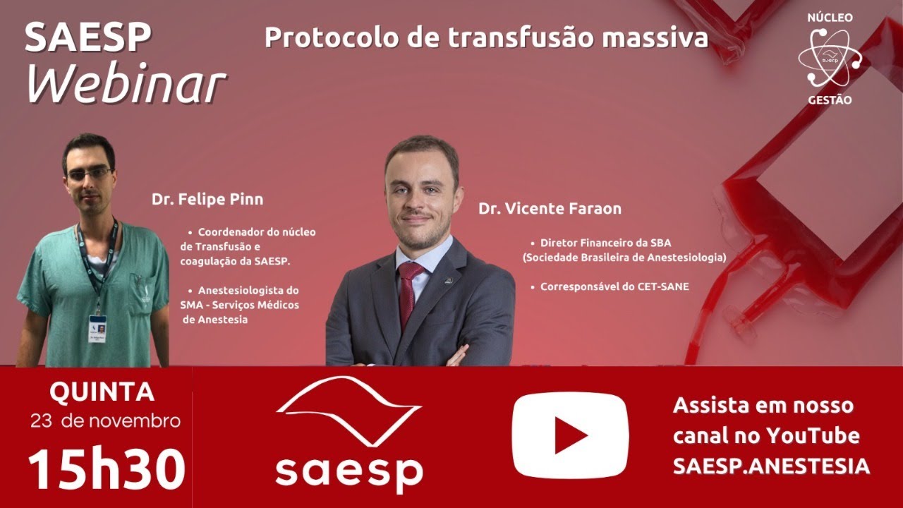 Webinar SAESP | Protocolo de transfusão massiva