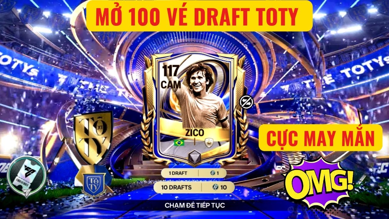 🏆FC MOBILE QT | TÔI MỞ 100 VÉ DRAFT TOTY NÂNG CẤP ĐỘI HÌNH TOÀN HÀNG KHỦNG | LẦN MỞ THẺ MAY MẮN NHẤT