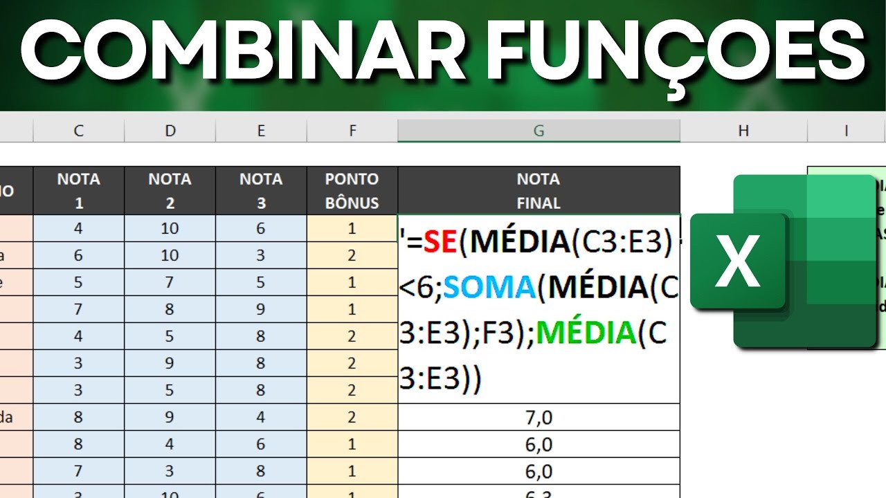 Juntar Funções no Excel | Como Combinar Fórmulas | SE SOMA MÉDIA