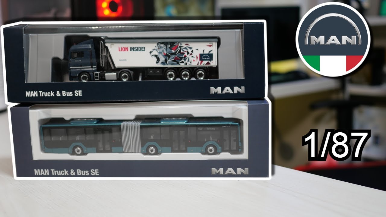 MODELLINI MAN Lion's City 18 e MAN TGX XLX 18.580 in scala 1/87