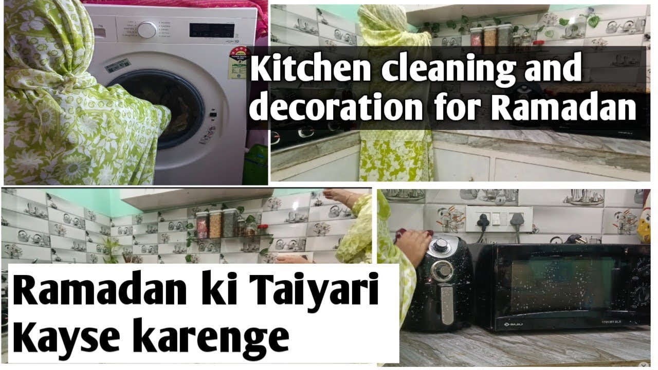 Kitchen cleaning and decoration for Ramadan 🌺 kitchen countertop cleaning 🧼