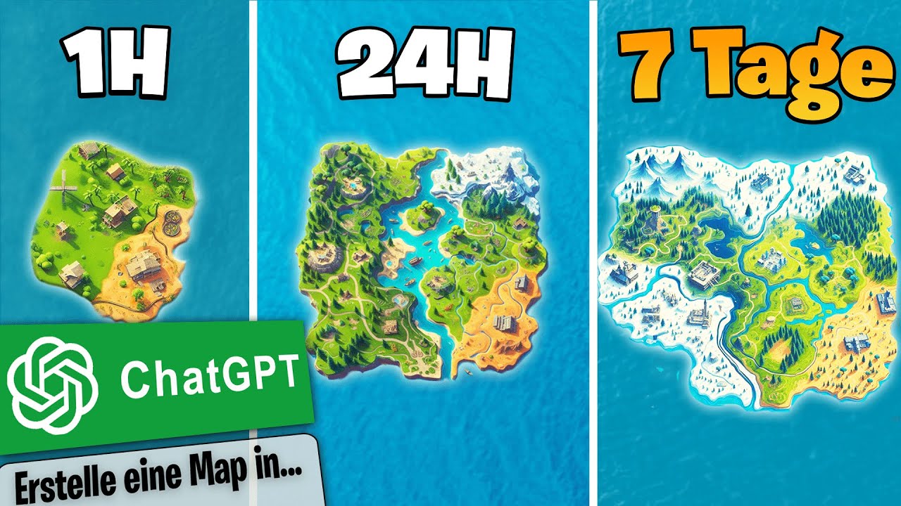 ChatGPT erstellt eine BATTLE ROYALE MAP in 1h, 24h und 7 Tagen!😲