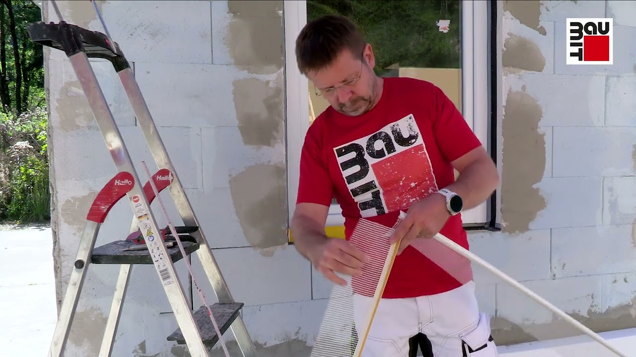 WDVS Anputzleiste Milano-plus mit Gewebe an Fenster und Türen kleben