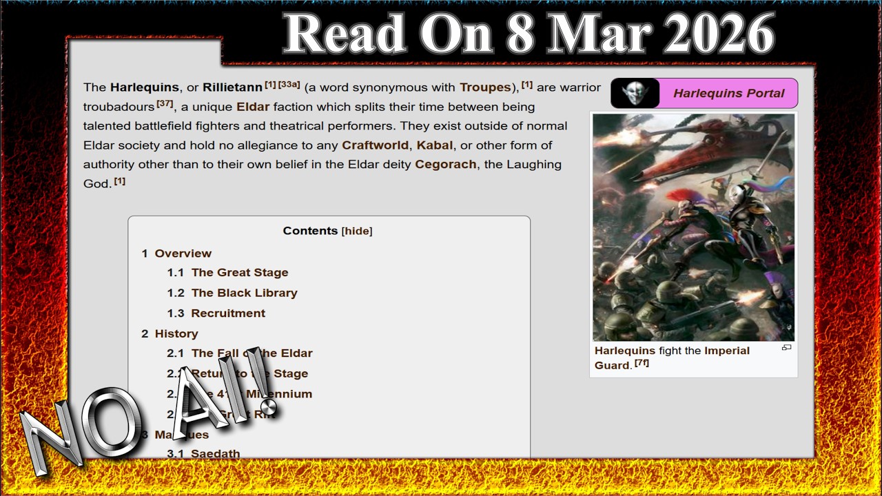 Warhammer 40,000: Harlequins (No AI) - 8 March 2026