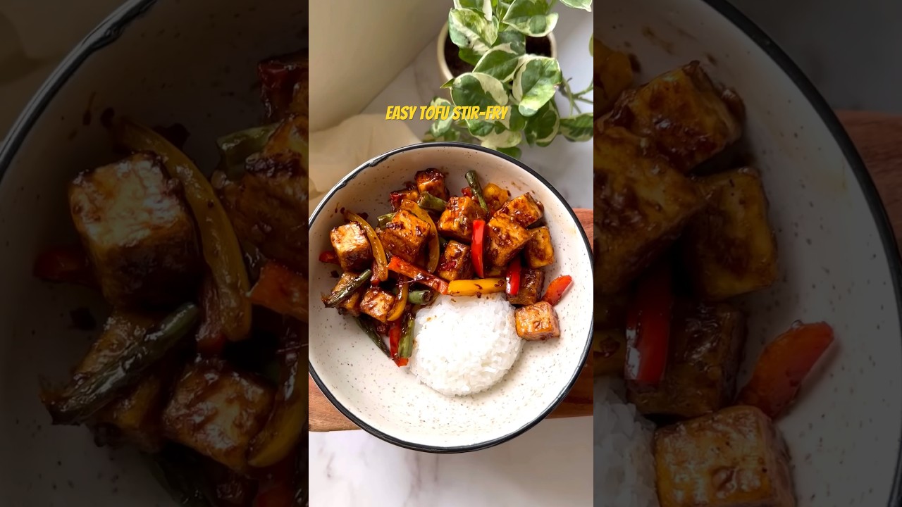 Жареный тофу с пропаренным рисом 🍚