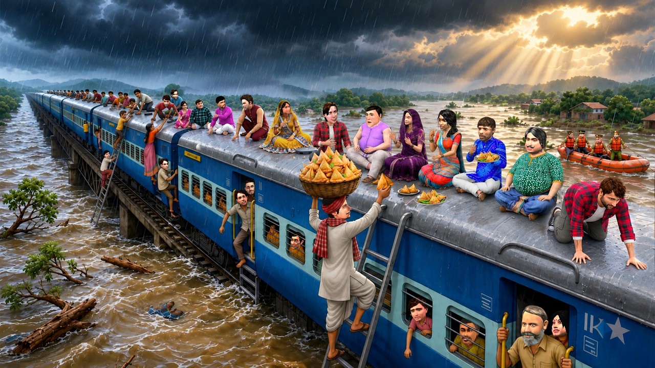 Train Floods Rescue Heavy Rains Survived Samosa Wala Comedy Hindi Kahani Moral Stories