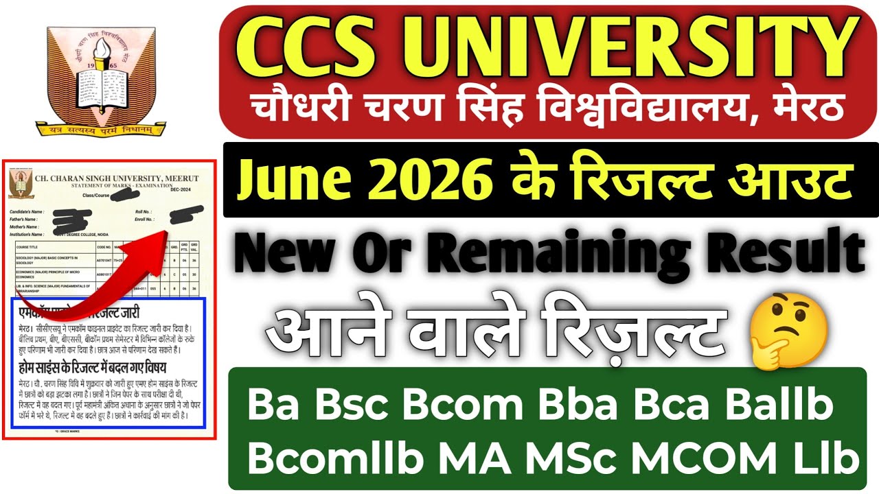 CCSU Meerut Result 2026 LIVE 🔥 | M.Com Private + UG/PG Result Check