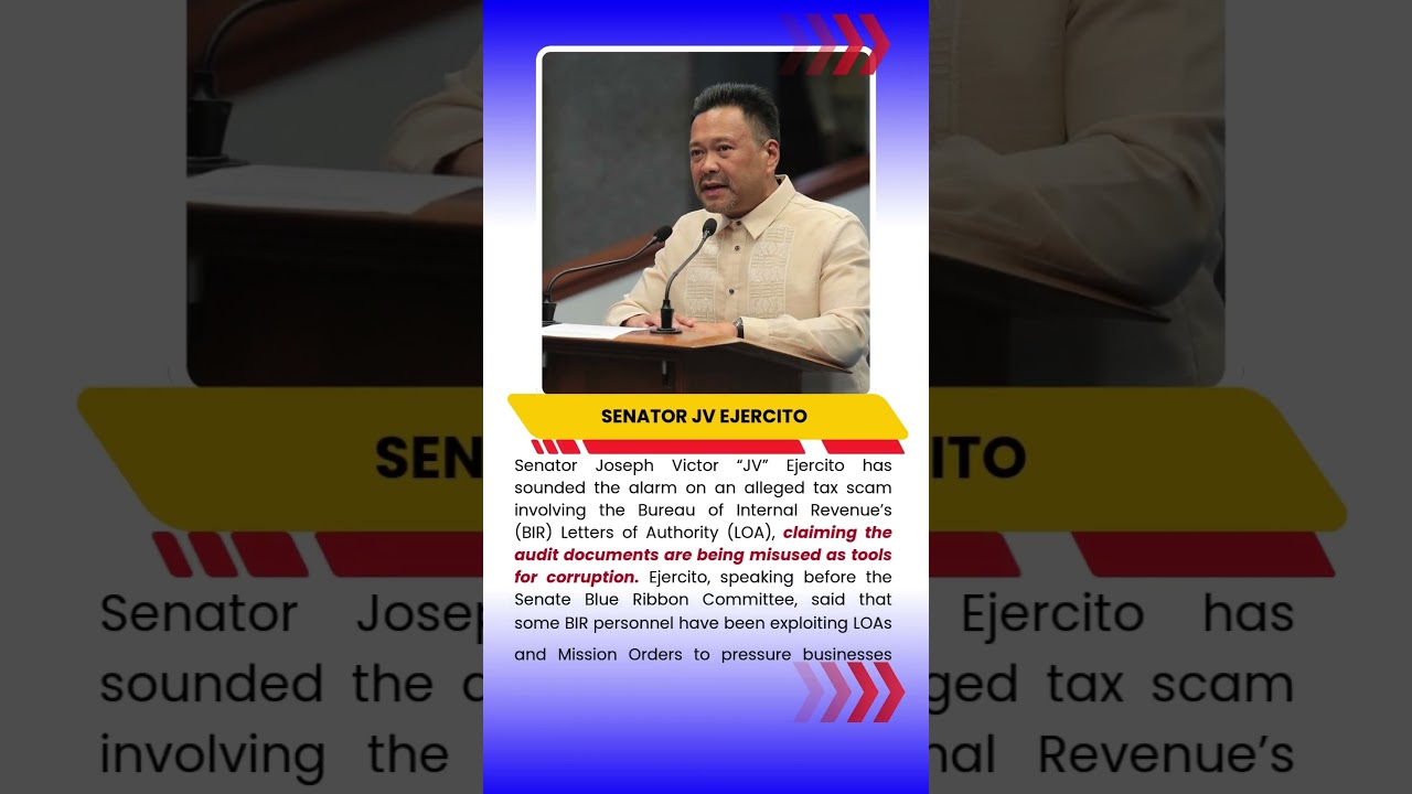 Sen. JV Ejercito Alleges BIR LOA Tax Scam, Sparks Senate Probe