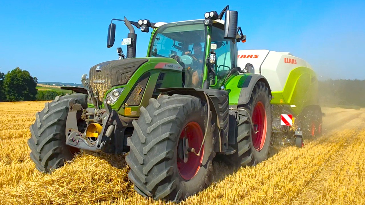 Fendt 718 Vario presst Weizenstroh mit Evolution 5200 FC von Claas!