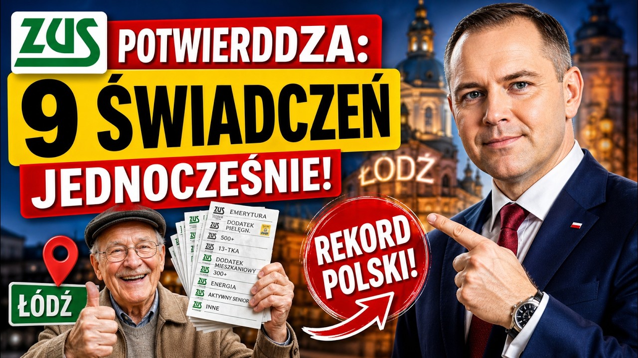 ZUS potwierdza: Senior 75+ z Łodzi dostał aż 9 świadczeń jednocześnie! Rekord Polski