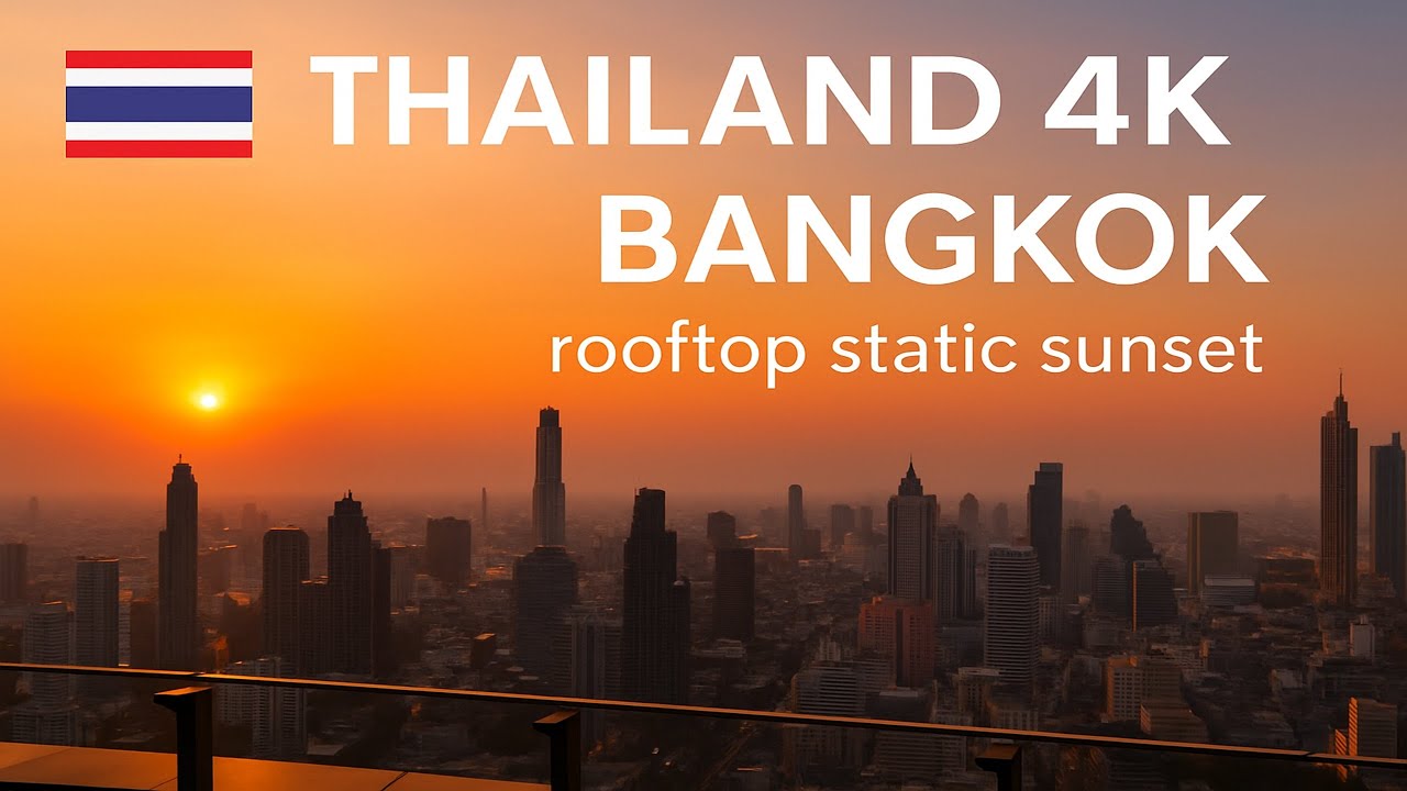 BANGKOK 4K Chill View | Thailand Rooftop Sunset Ambient Music  🌇🎶🇹🇭